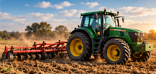 A tractor working in a farm field