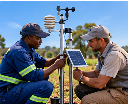 A farm team member exploring sensor readings on a laptop
