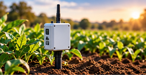 A sensor monitoring conditions among crops